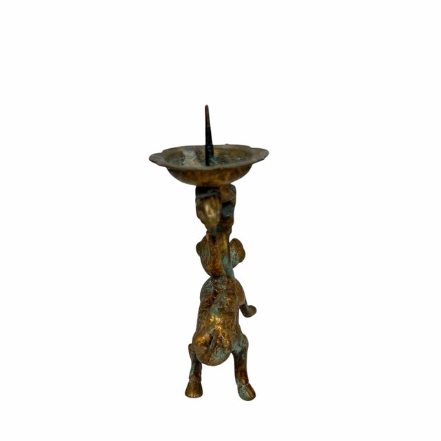 Gold Vintage Brass Lion Candleholder, Japan For Sale - Image 8 of 9