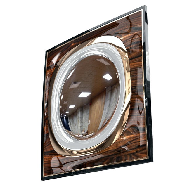 "Calamità" Convex Mirror with Walnut, Stainless Steel, Bronze Details Bizimyer Furniture. Unmatched. Unrivalled. Designed...