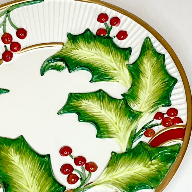 Fitz and Floyd 1990s Vintage Hollywood Regency Americans Fitz & Floyd Noel Classique Canapé Plate, Christmas For Sale - Image 4 of 8