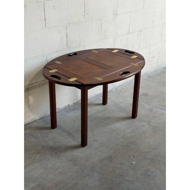 Vintage Scandinavian Mid Century Modern Transforming Wooden Tray Table For Sale - Image 4 of 9