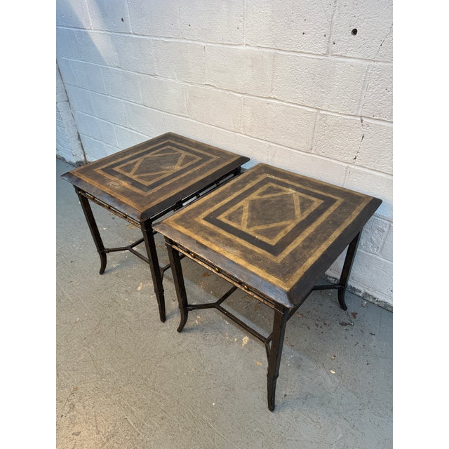 Mid 20th Century Vintage Maitland-Smith Metal Geometric End Tables, Pair For Sale - Image 5 of 17