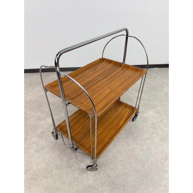 Mid-Century Dinett Folding Serving Cart from Bremshey & Co., 1970s For Sale - Image 4 of 10