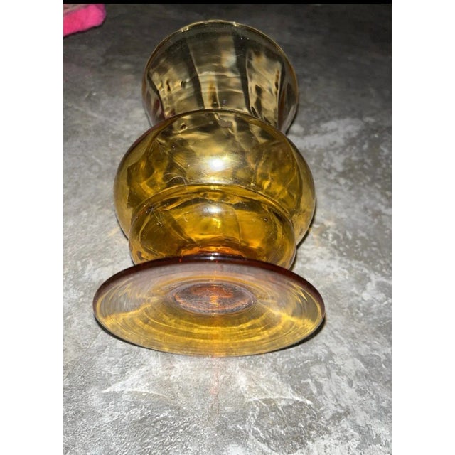 1960s 1960s Mid-Century Modern Wide Mouth Pedestal Amber Vase For Sale - Image 5 of 5