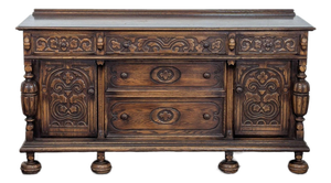 Vintage Wood Carved Sideboard