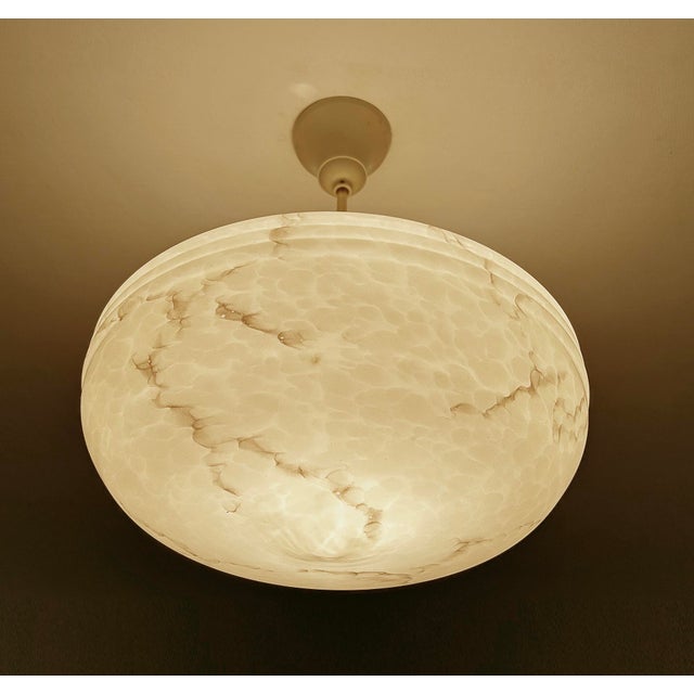 Art Deco Ivory Glass Pendant Light, 1950s For Sale - Image 9 of 18