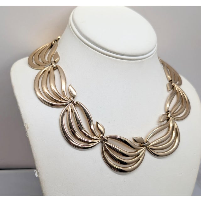 Vintage Signed Monet Goldtone Link Necklace, 1954 Ad Piece For Sale - Image 9 of 10