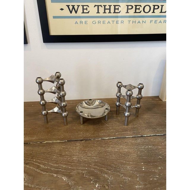 Vintage Modular Candlesticks and Bowl from Nagel, 1970, Set of 4 For Sale - Image 15 of 16