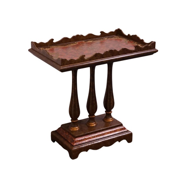 MAITLAND SMITH Italian Provincial Florentine 16x26" Scalloped Tray Accent End Table 27" High 26.5" Wide 16" Deep We...