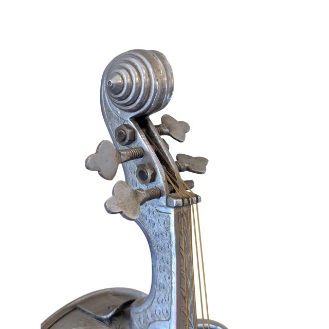 Antique Silverplate Violin With Music Box and Secret Drawer For Sale - Image 10 of 11