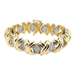 Late 20th Century 14k Diamond Bracelet For Sale