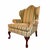 Pair of Vintage Queen Anne Style Wingback Club Chairs With Striped Upholstery For Sale - Image 4 of 7