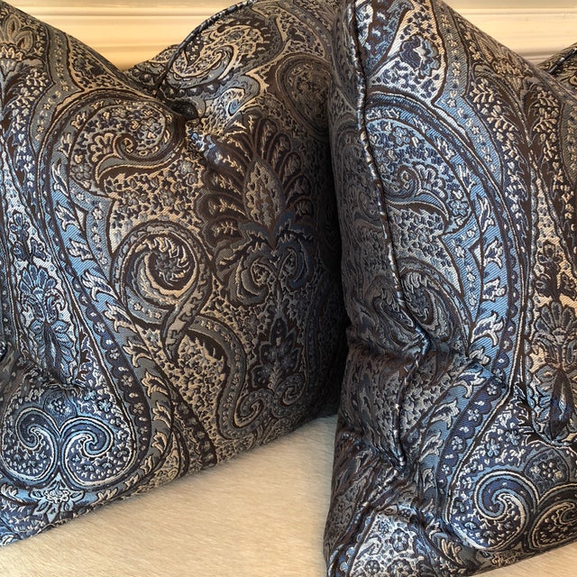 Blue Paisley Silk Pillows A Pair Chairish