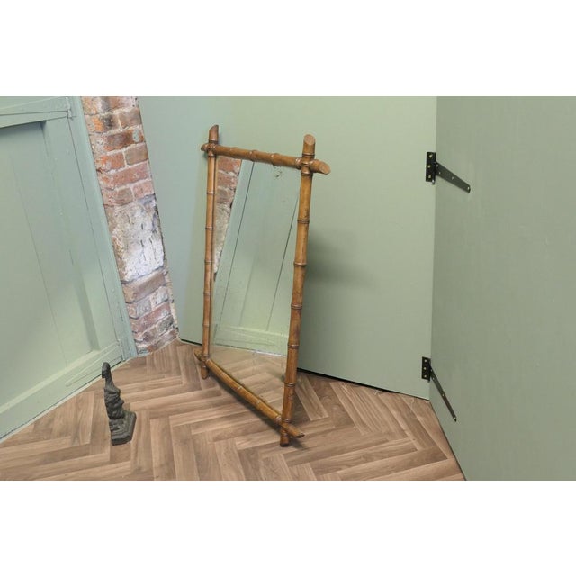 Vintage French Bamboo Wall Mirror For Sale - Image 3 of 8