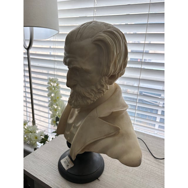 Realism Vintage A. Santini Giuseppe Verdi Bonded Marble Bust - Made in Italy (C. 1960s-1980s) For Sale - Image 3 of 8