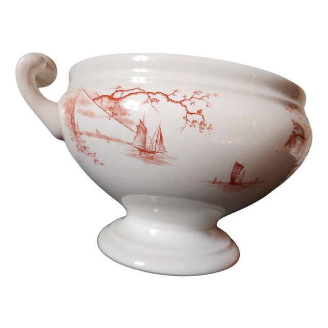 Antique Dutch Marines Series Tureen in Red Ironstone by Petrus Regout, 1890s For Sale