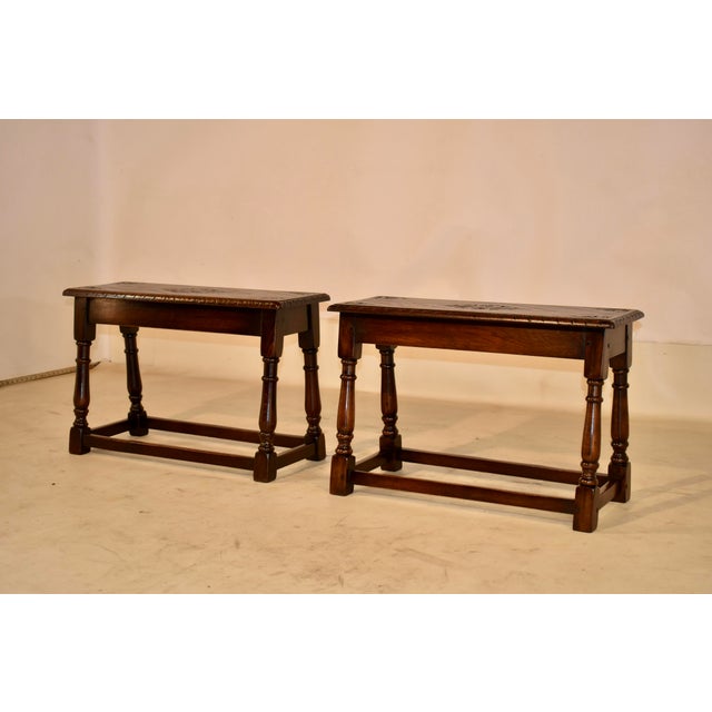 Pair of Late 19th Century English Oak Carved Benches For Sale - Image 4 of 8
