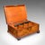 This is an antique keepsake case. An English, burr walnut jewellery or organiser box, dating to the late Victorian period...