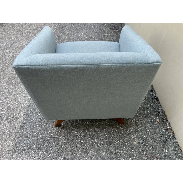 Modern Cube Lounge Chairs With Walnut Base For Sale - Image 9 of 14