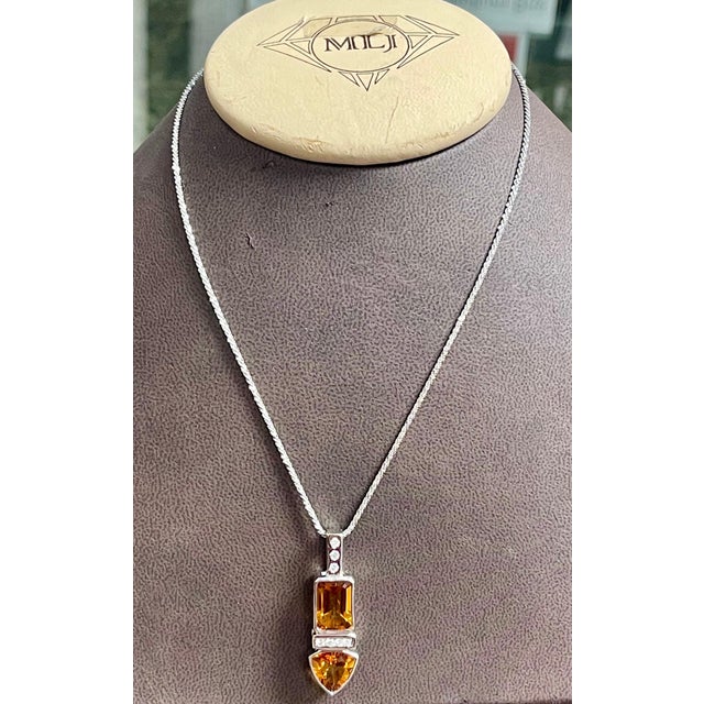 Gemstone 28 Carat Citrine & Diamond Pendant & Matching Earrings 14 Karat Gold Chain Set For Sale - Image 7 of 18