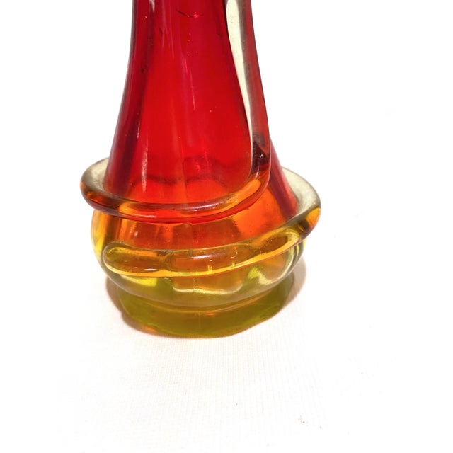 For sale is a Unique, Beautiful Swung Amberina Vase, Maker unknown but I believe it may be Blenko due to the snake spiral...