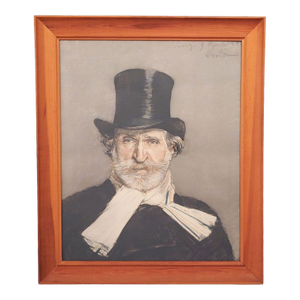 Lithograph of a Famous Portrait of Verdi, Circa 1900