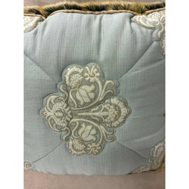 Reversible Faux Fur Embroidered Accent Pillows, Pair For Sale - Image 9 of 12