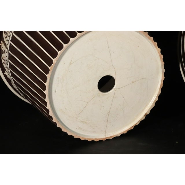 Brown Wedgwood Neoclassical Large Pair of Pearlware Cachepots and Stands For Sale - Image 8 of 12