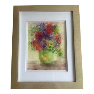“Summer Gathering” Framed Original Floral Watercolor For Sale