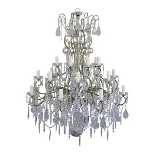 Louis XV Style Italian Crystal Beaded Arm Chandelier, Circa 1940s For Sale