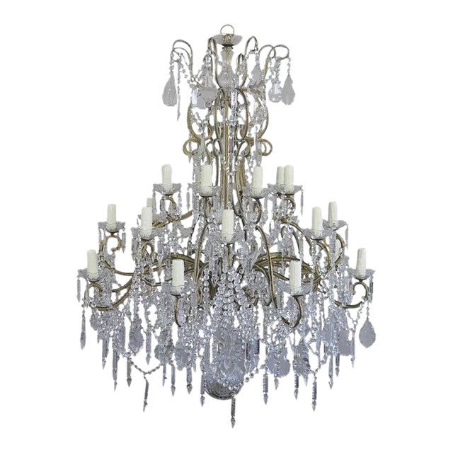 Louis XV Style Italian Crystal Beaded Arm Chandelier, Circa 1940s For Sale