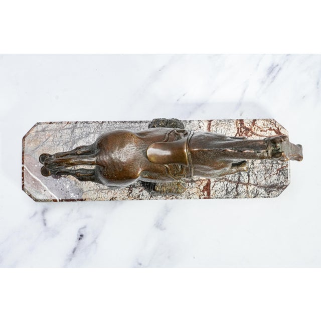 Finely Cast Vintage Bronze Jumping Horse Statue Sculpture Marble Base Equestrian For Sale - Image 10 of 14