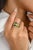 Boho Chic Emerald Diamond Cocktail Wedding Ring Size 6 For Sale - Image 3 of 12