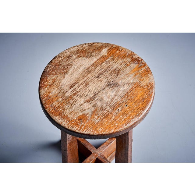 1940s Le Même Stool in Oak by Henry Jacques, France, 1940s For Sale - Image 5 of 10