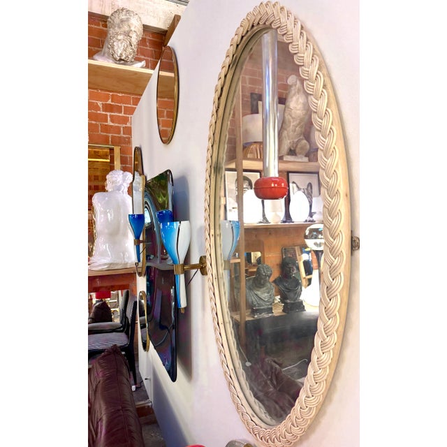 Italian Oval Rope-Wrapped Mirror, 1970s For Sale In Los Angeles - Image 6 of 6