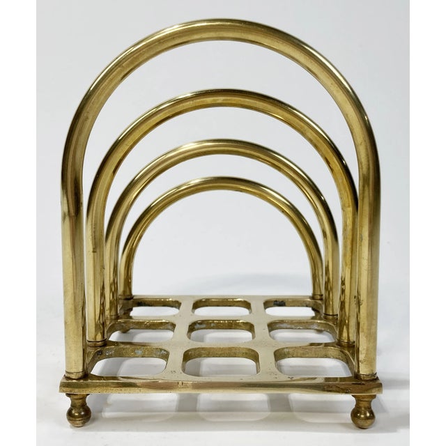 Vintage Brass Tiered Waffle Base Napkin or Letter Holder For Sale In Kansas City - Image 6 of 6