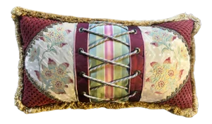 Down Vintage Asian Silk Corset Lumbar Pillow