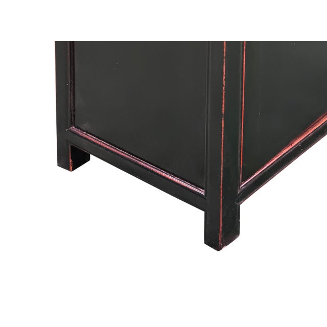 Oriental Black Lacquer Slim Round Moon Face Storage Cabinet For Sale In San Francisco - Image 6 of 13