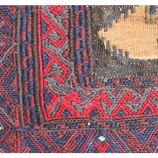 Rare Early 1900s Sofreh Kilim | Collectible Tribal Flatweave | 4' X 4' For Sale - Image 9 of 9