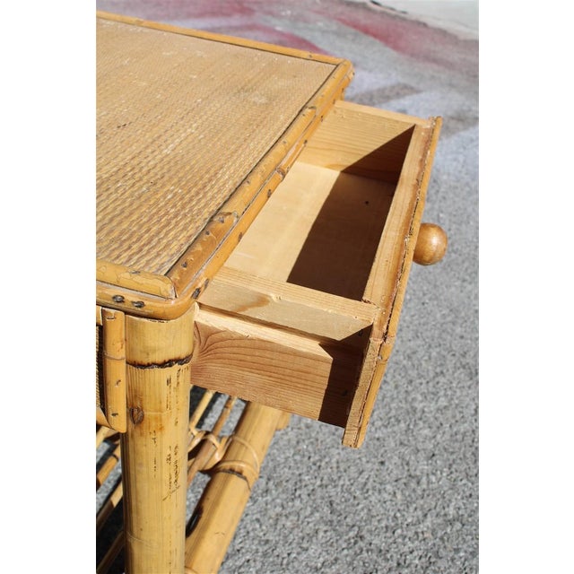 Mid-Century Modern Bamboo Bedside Table with Drawer, Italy, 1950s For Sale - Image 3 of 11