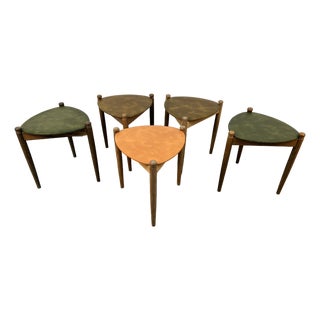 Mid-Century Reversible Stacking Table Stools Attributed to Lu Van Circa 1960s For Sale