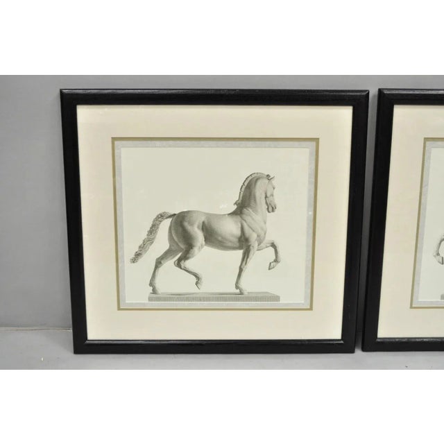 Traditional Late 20th Century Vintage Regal Horse Sketch Equestrian Print Framed Art Wall Decor, Set of 2 For Sale - Image 3 of 12