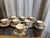 Gorgeous and stylish vintage set of eight made in England chocolate brown transfer-ware Chinoiserie motif tea cups and...