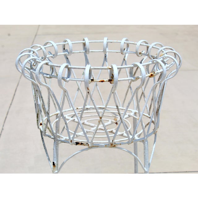 1950s Vintage French Country Wrought Iron Wire Jardinière Plant Stand For Sale - Image 5 of 11