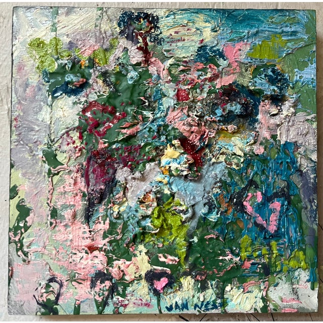 “Small Heart, Big Love”, Oil Painting, 8”x8”x1”, by Van Ness Abstract painting. Thick paint, on 8”x8” board, wired and...