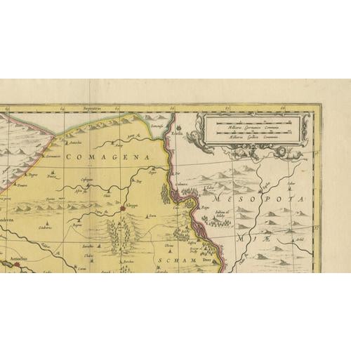 Paper Hand-Colored Engraved Map of Syria from Valk & Schenk, Amsterdam, 1700 For Sale - Image 7 of 11