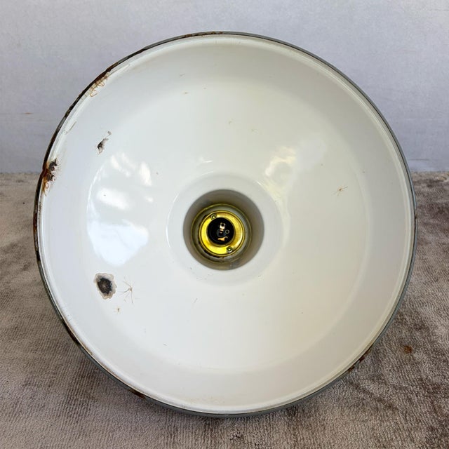 Industrial Grey Enamel Pendant Light, 1950s For Sale - Image 13 of 17