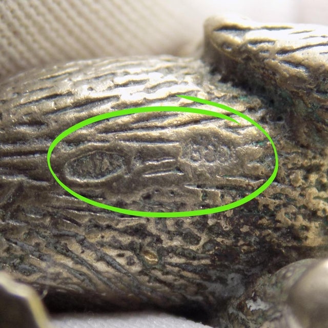 Silver Vintage Italian Handmade Genuine Silver Lion Detailed Figurine / Sculpture / Pendant For Sale - Image 8 of 10