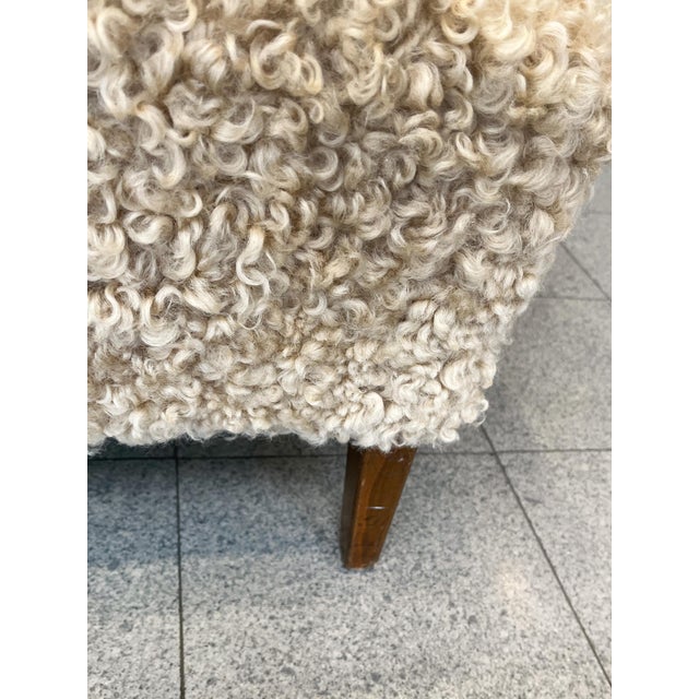 Danish Modern Lounge Chair in Shearling in the Style of Fritz Hansen For Sale - Image 12 of 14
