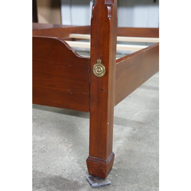 Vintage Harden Furniture Solid Cherry Colonial Pencil Post King Size Tester Bed For Sale - Image 6 of 17