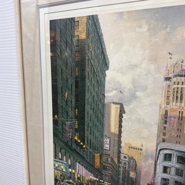 Off-white Circa 1990 Thomas Kinkade "San Francisco, Late Afternoon at Union Square", Signed For Sale - Image 8 of 12